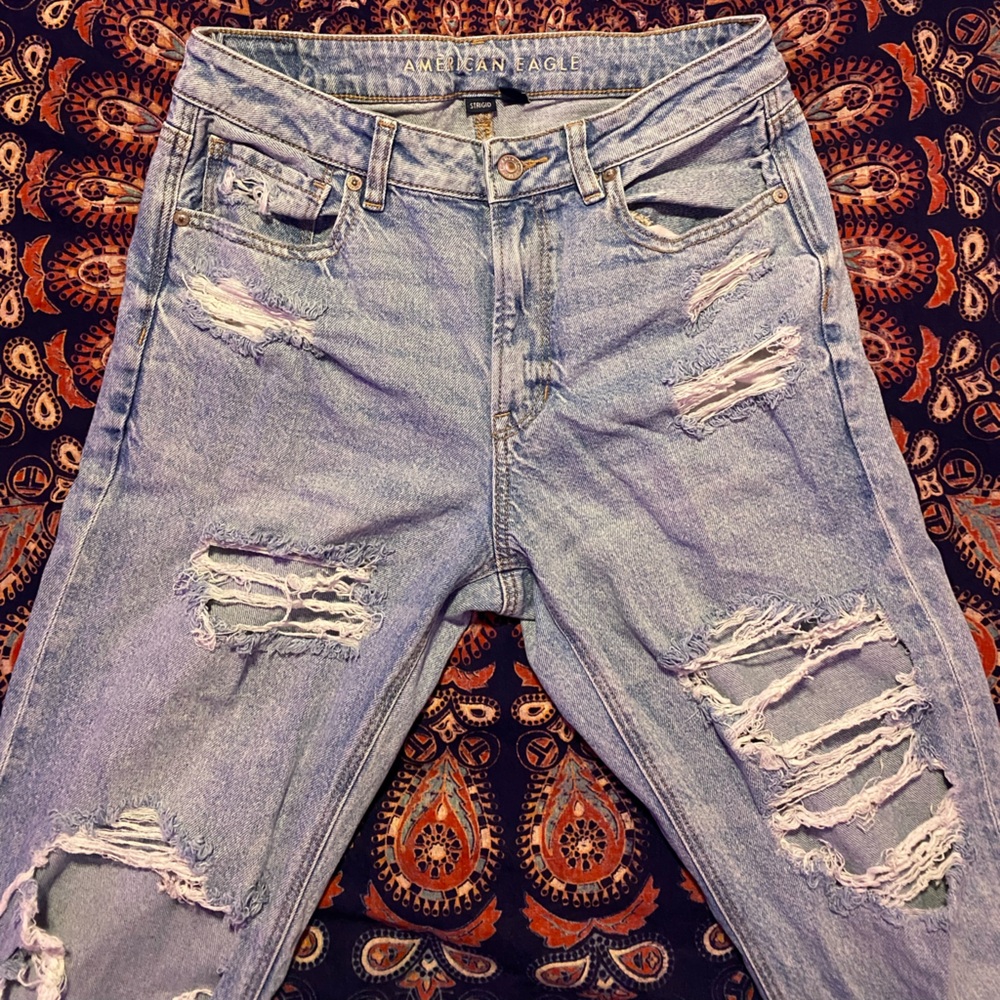 American Eagle Outfitters Women's Distressed Light Blue Jeans